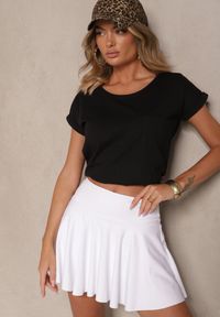 Renee - Czarny Bawełniany T-shirt z Kieszonką Zireanda. Okazja: na co dzień. Kolor: czarny. Materiał: bawełna. Styl: klasyczny, casual