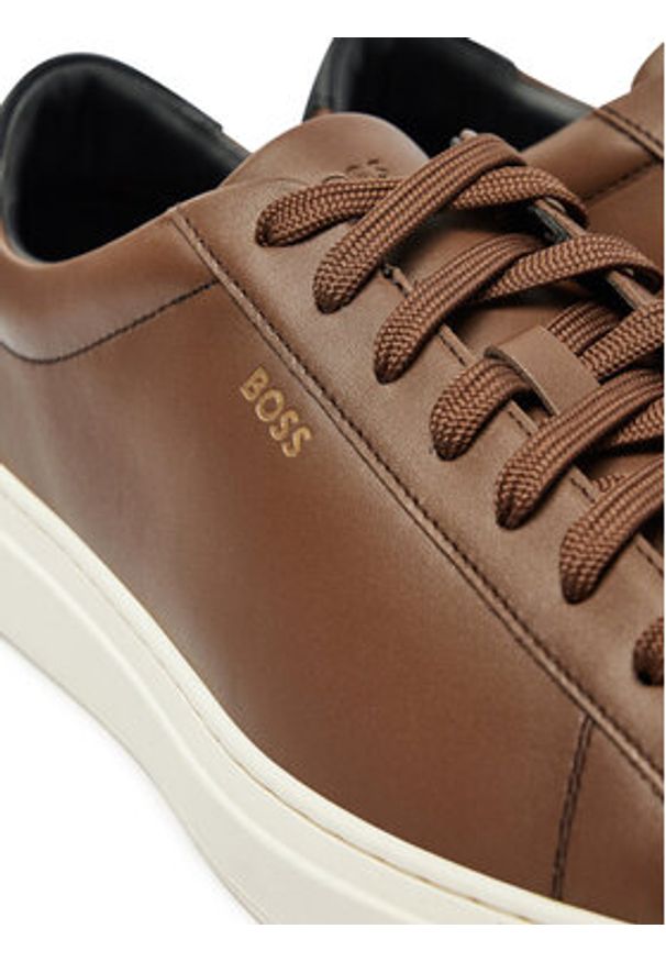 BOSS Sneakersy Kieran 50536480 Brązowy. Kolor: brązowy. Materiał: skóra
