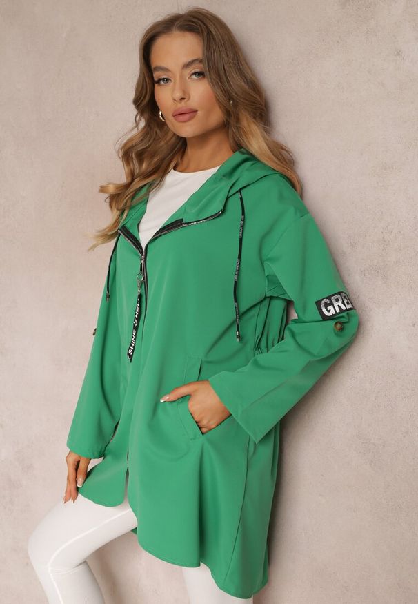 Renee - Zielona Kurtka Wiatrówka Oversize Palishe. Kolor: zielony. Długość rękawa: długi rękaw. Długość: długie. Styl: elegancki