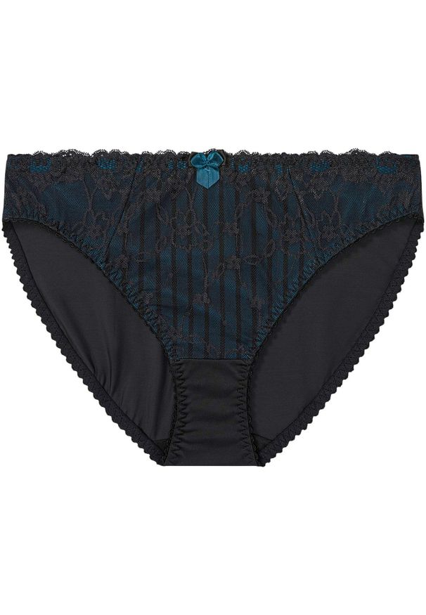 bonprix - Figi z delikatną koronką. Kolor: czarny. Materiał: koronka. Wzór: gładki, koronka