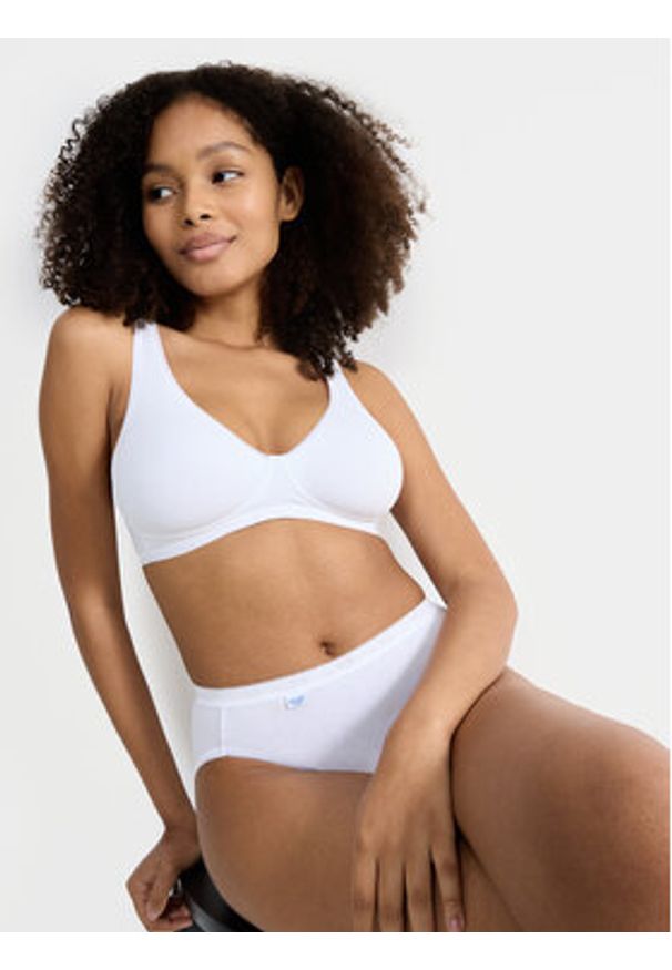 Sloggi Biustonosz bezfiszbinowy Basic 10222327 Biały. Kolor: biały. Materiał: bawełna