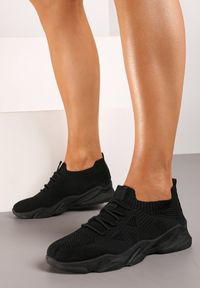 Born2be - Czarne Buty Sportowe Casara. Kolor: czarny. Materiał: materiał. Szerokość cholewki: normalna. Wzór: jednolity #5