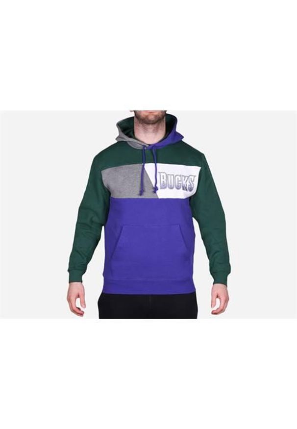 Bluza sportowa męska Mitchell & Ness Milwaukee Bucks. Typ kołnierza: kaptur. Kolor: zielony, fioletowy, niebieski, wielokolorowy