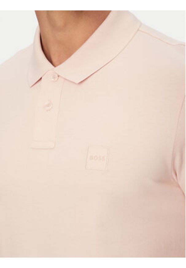 BOSS Polo Passenger 50507803 Różowy jasny Slim Fit. Typ kołnierza: polo. Kolor: różowy. Materiał: bawełna