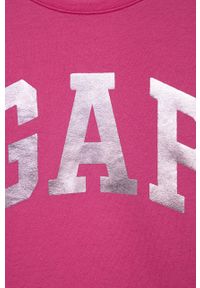 GAP longsleeve bawełniany dziecięcy kolor różowy. Okazja: na co dzień. Kolor: różowy. Materiał: bawełna. Długość rękawa: długi rękaw. Długość: długie. Wzór: nadruk. Styl: casual