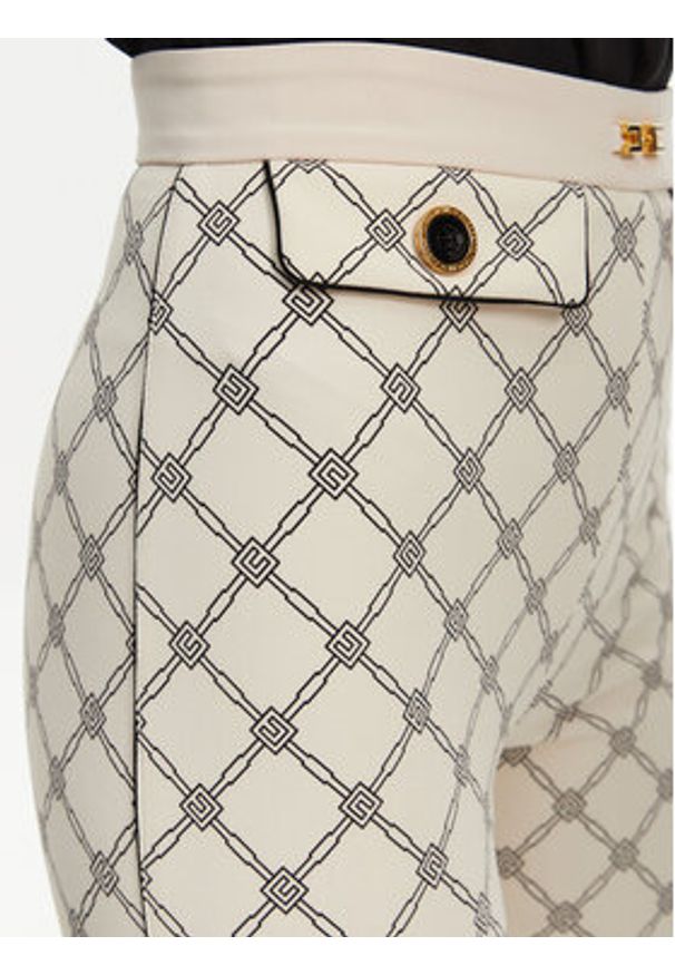 Elisabetta Franchi Spodnie materiałowe PA-S71-51E2 Écru Regular Fit. Materiał: syntetyk