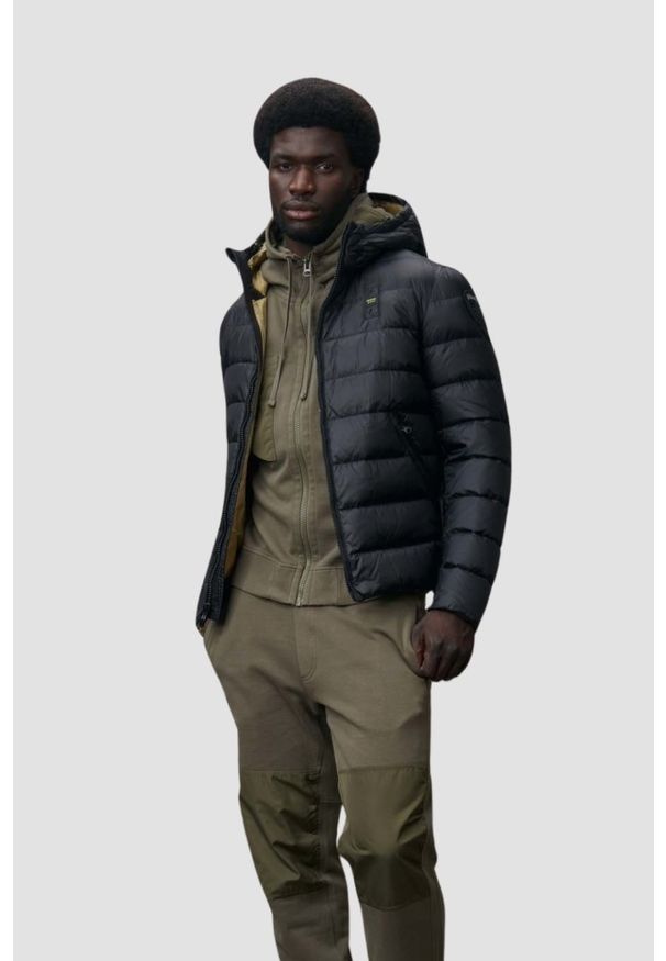 Blauer USA - BLAUER Czarna kurtka męska Acton Short Jackets, Rozmiar XL. Kolor: niebieski. Materiał: puch, poliamid. Styl: elegancki, klasyczny