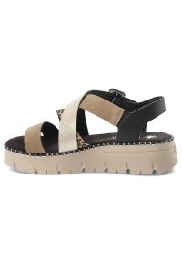 Sandały damskie Rieker, cholewka ze skóry ekologicznej z ozdobnymi paskami i motywem zwierzęcym regulowane zapięcie na sprzączkę, multi, V1063-90. Okazja: na co dzień, na spacer. Zapięcie: pasek. Kolor: beżowy. Materiał: skóra ekologiczna. Wzór: motyw zwierzęcy. Sezon: lato. Styl: elegancki, wakacyjny, casual #7