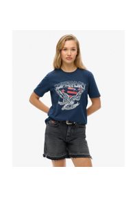 Superdry - Koszulka Varsity Relaxed Embellish. Kolor: niebieski #1