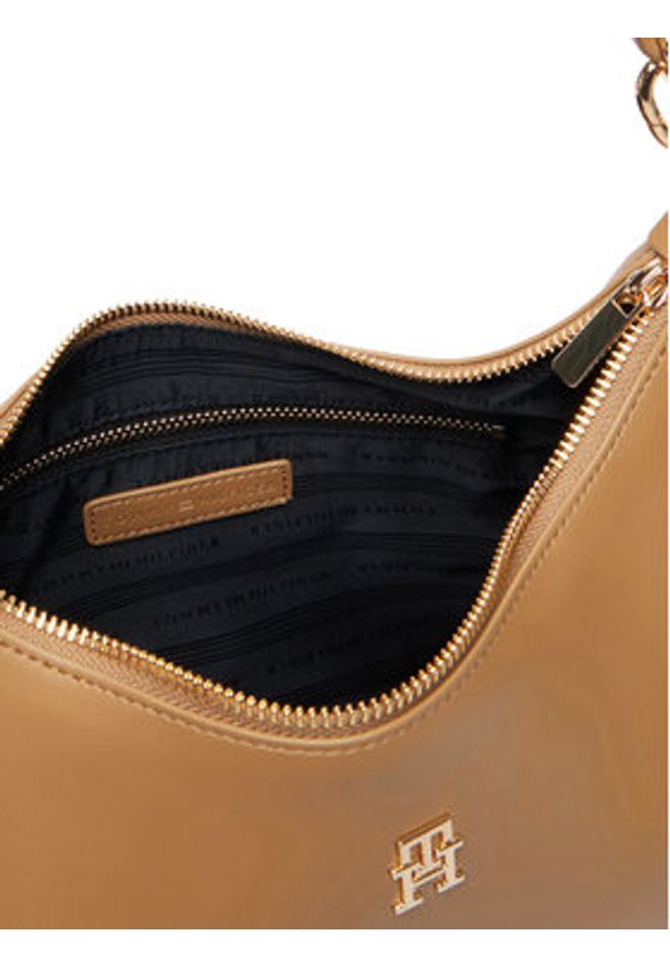 TOMMY HILFIGER - Tommy Hilfiger Torebka Th Essential Shoulder Bag AW0AW18373 Brązowy. Kolor: brązowy. Materiał: skórzane