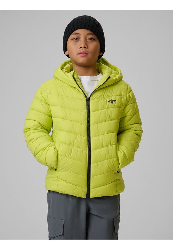 4f - 4F Kurtka z wypełnieniem syntetycznym chłopięca - zielona 158 (12-13 lat). Okazja: na co dzień, na uczelnię. Kolor: zielony. Materiał: syntetyk. Sezon: lato. Styl: casual