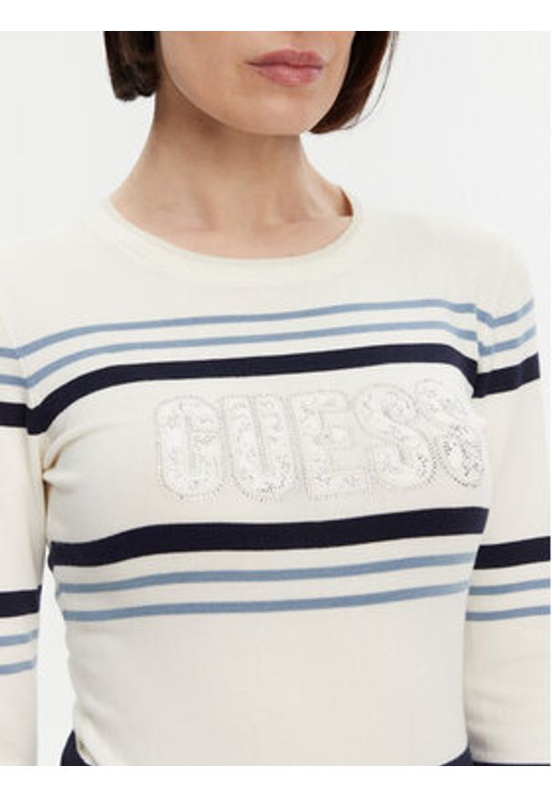 Guess Sweter W5GR18 Z2NQ2 Écru Slim Fit. Materiał: wiskoza