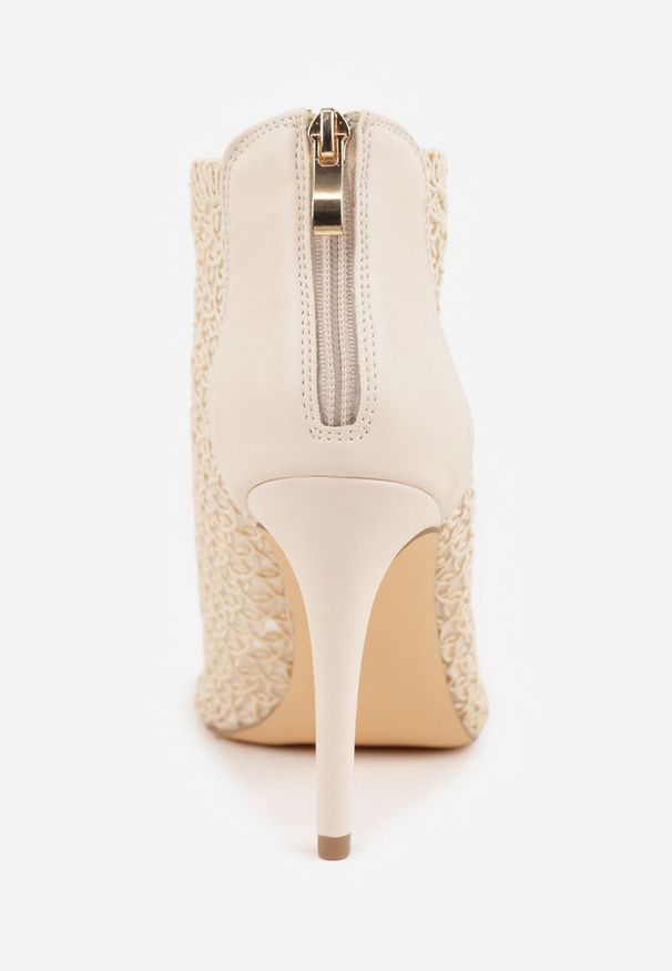 Renee - Jasnobeżowe Eleganckie Ażurowe Sandały Vices na Szpilce Nelithin. Okazja: na spotkanie biznesowe. Kolor: beżowy. Wzór: ażurowy. Obcas: na szpilce. Styl: elegancki