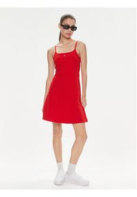 Tommy Jeans Sukienka letnia Essential DW0DW17988 Czerwony Slim Fit. Kolor: czerwony. Materiał: bawełna. Sezon: lato #3
