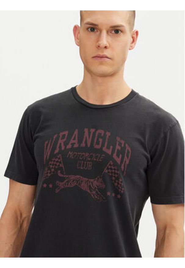Wrangler T-Shirt 205921 Czarny Regular Fit. Kolor: czarny. Materiał: bawełna
