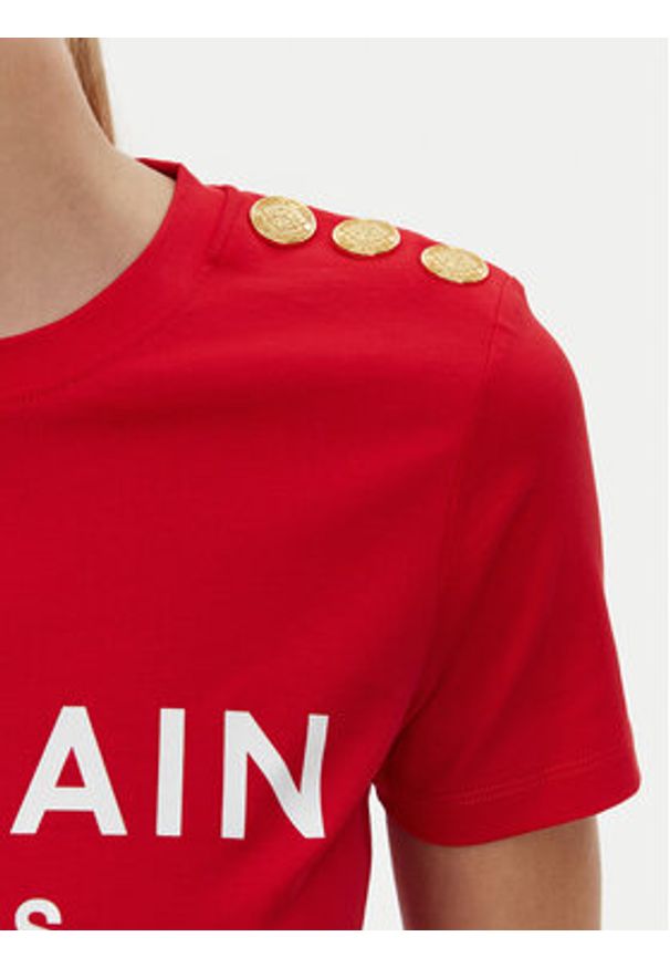 Balmain T-Shirt BF1EF005BB02 Czerwony Regular Fit. Kolor: czerwony. Materiał: bawełna