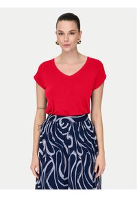 only - ONLY T-Shirt Rilla 15315776 Czerwony Regular Fit. Kolor: czerwony. Materiał: wiskoza #1