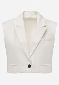 Renee - Biała Kamizelka Garniturowa Zapinana na Guzik Tiamas. Okazja: na co dzień, do pracy, na spotkanie biznesowe. Kolor: biały. Wzór: jednolity. Styl: klasyczny, casual, biznesowy #5