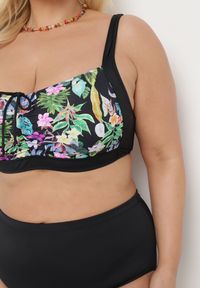 Born2be - Czarne Bikini Strój Kąpielowy Dwuczęściowy Top i Figi Landvira. Kolor: czarny. Wzór: kwiaty #6