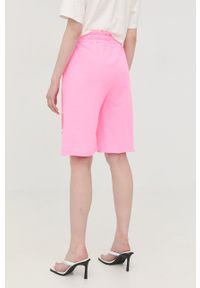 Pinko szorty bawełniane damskie kolor różowy z nadrukiem high waist. Okazja: na co dzień. Stan: podwyższony. Kolor: różowy. Materiał: bawełna. Wzór: nadruk. Styl: casual #4