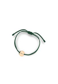 W.KRUK - Bransoletka zielony sznurek Joy. Materiał: pozłacane. Kolor: zielony. Wzór: napisy, aplikacja #1