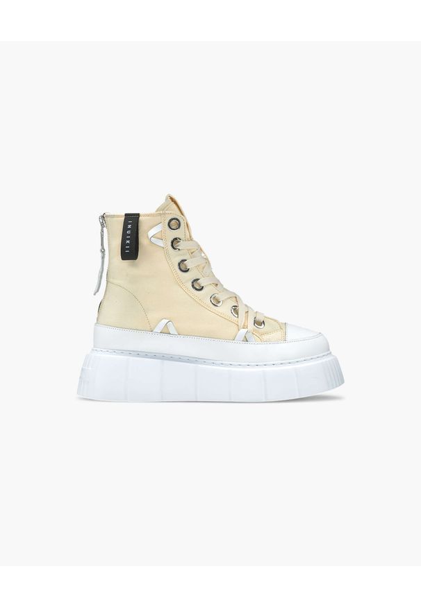 Inuikii - INUIKII MATILDA CANVAS HIGH Sneakersy damskie. Okazja: na co dzień, na spacer. Wysokość cholewki: przed kolano. Kolor: beżowy. Materiał: guma, materiał. Szerokość cholewki: normalna. Sezon: lato. Sport: turystyka piesza