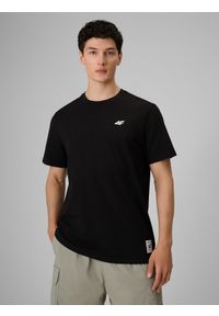 4f - 4F T-shirt relaxed z nadrukiem męski - czarny S. Okazja: na co dzień. Kolor: czarny. Materiał: materiał, bawełna, dzianina. Długość: długie. Wzór: nadruk. Styl: klasyczny, casual #1
