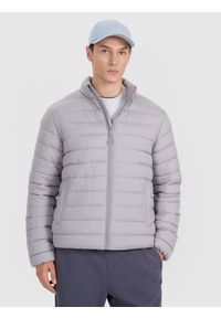4f - 4F Kurtka puchowa z wypełnieniem syntetycznym męska - szara XL. Okazja: na co dzień. Typ kołnierza: kołnierzyk stójkowy. Kolor: szary. Materiał: syntetyk, puch. Długość: długie. Styl: sportowy, klasyczny, casual, elegancki #1