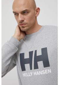 Helly Hansen bluza bawełniana męska kolor granatowy gładka. Okazja: na co dzień. Kolor: szary. Materiał: bawełna. Wzór: gładki. Styl: casual