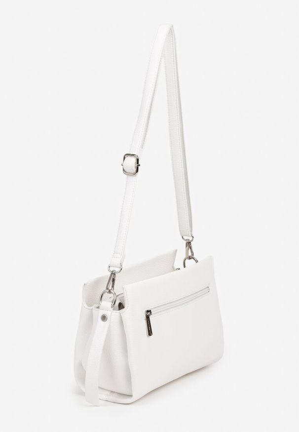 Born2be - Biała Elegancka Torebka Listonoszka z Klapą Idemessa. Kolor: biały. Styl: elegancki