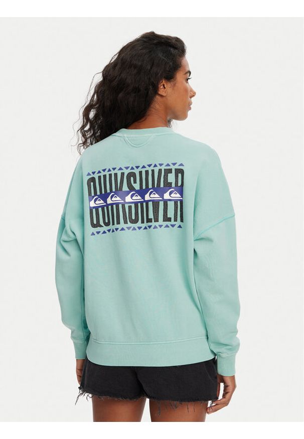 Quiksilver Bluza EQWFT03179 Turkusowy Oversize. Kolor: turkusowy. Materiał: bawełna