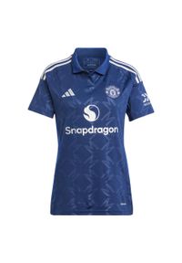 Adidas - Koszulka Manchester United 24/25 Away. Kolor: niebieski. Materiał: materiał