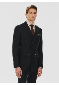 Pako Lorente - PAKO LORENTE – Dwurzędowa czarna marynarka garniturowa. Okazja: na studniówkę, na spotkanie biznesowe. Kolor: czarny. Materiał: wiskoza, elastan. Styl: biznesowy, młodzieżowy #3