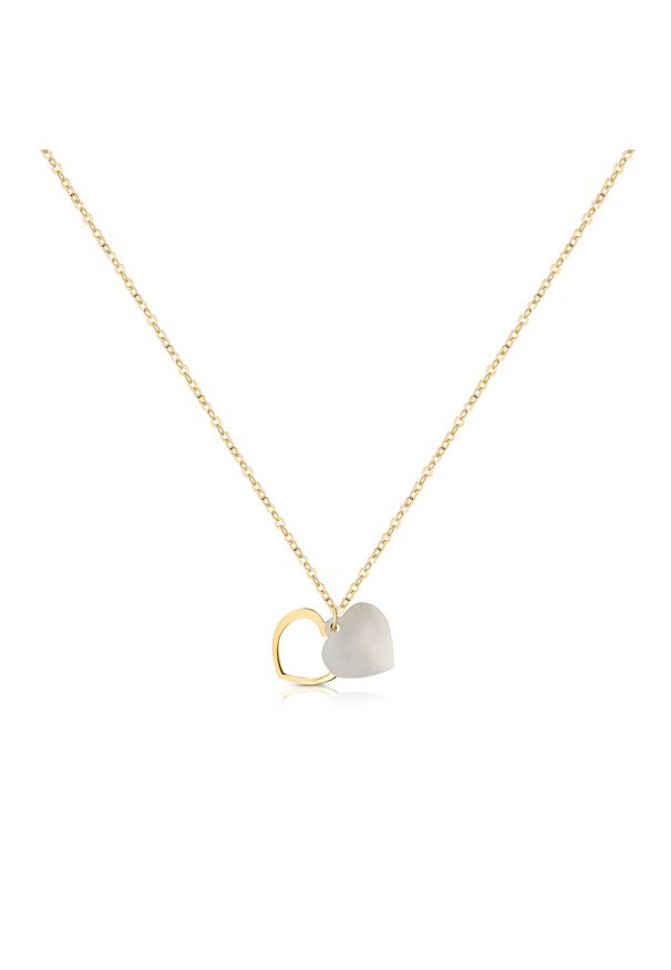 W.KRUK - Naszyjnik złoty perłowe serca. Materiał: złote. Kolor: złoty, biały, wielokolorowy. Kamień szlachetny: perła