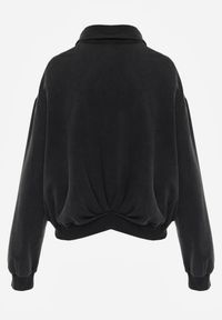 Renee - Czarna Bluza Bomberka z Bawełny Oversize Ozdobiona Kołnierzem Vimelles. Okazja: na co dzień. Kolor: czarny. Materiał: bawełna. Wzór: aplikacja. Styl: casual, elegancki #8