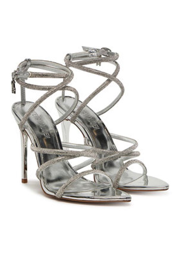 Steve Madden Sandały Sky High SM11003639 Srebrny. Kolor: srebrny. Materiał: materiał