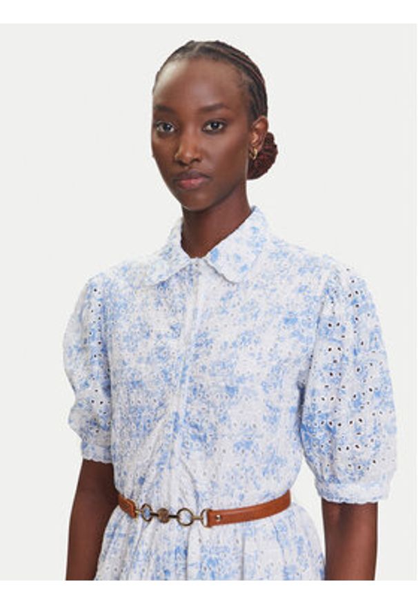 Fracomina Sukienka koszulowa FR25SD1010W404R8 Niebieski Regular Fit. Kolor: niebieski. Materiał: bawełna. Typ sukienki: koszulowe