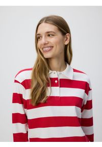 Reserved - Bluzka w paski - wielobarwny. Typ kołnierza: polo. Materiał: bawełna, dzianina. Wzór: paski #1