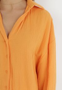 Born2be - Pomarańczowa Bawełniana Koszula o Długim Fasonie Oversize Atherene. Kolor: pomarańczowy. Materiał: bawełna. Długość: długie #4
