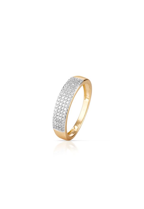 W.KRUK - Pierścionek złoty bicolor z diamentami. Materiał: złote. Kolor: złoty. Wzór: aplikacja, geometria. Kamień szlachetny: diament