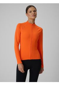 4f - 4F Longsleeve kolarski damski - pomarańczowy XS. Kolor: pomarańczowy. Materiał: tkanina, skóra, materiał. Długość rękawa: długi rękaw. Długość: krótkie. Sport: kolarstwo #1
