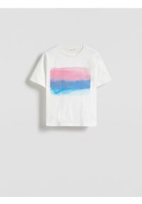 Reserved - T-shirt z nadrukiem - złamana biel. Materiał: bawełna. Wzór: nadruk