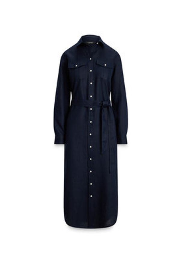 Lauren Ralph Lauren - LAUREN RALPH LAUREN Sukienka koszulowa 200P13684002 Granatowy Regular Fit. Kolor: niebieski. Materiał: len. Typ sukienki: koszulowe