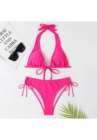 Intica - Bikini wiązane na szyję do plażowania Trien. Kolor: różowy. Materiał: materiał