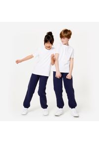 DOMYOS - Koszulka sportowa dla dzieci Domyos. Kolor: biały. Materiał: materiał, tkanina, bawełna, prążkowany. Sport: joga i pilates