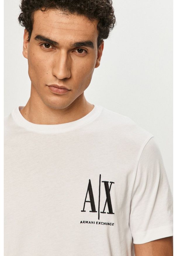 Armani Exchange - T-shirt 8NZTPH.ZJH4Z.NOS. Okazja: na co dzień. Kolor: biały. Wzór: nadruk. Styl: casual