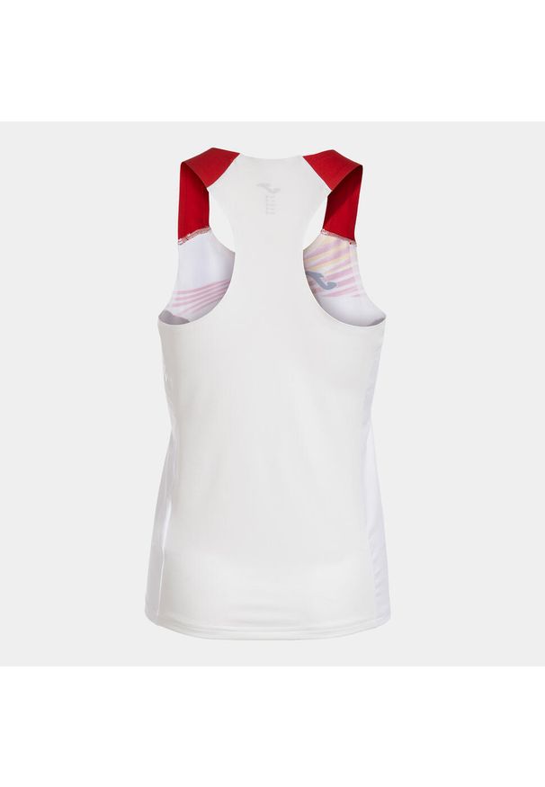 Damski Tanktop Joma Elite X Biało-Czerwony - Lekki i Oddychający. Kolor: wielokolorowy, czerwony, żółty, biały. Materiał: poliester, elastan. Długość rękawa: bez rękawów