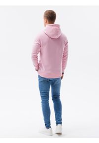 Ombre Clothing - Bluza męska w mocnych kolorach B1351 - różowa - XXL. Typ kołnierza: kaptur. Kolor: różowy. Materiał: bawełna, poliester. Wzór: nadruk #5