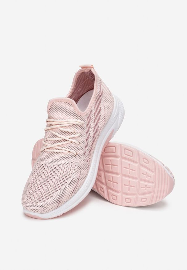 Born2be - Różowe Buty Sportowe z Siateczki Zdobione Wiązaniem Salmerus. Wysokość cholewki: przed kostkę. Nosek buta: okrągły. Kolor: różowy. Materiał: materiał. Szerokość cholewki: normalna. Wzór: aplikacja