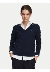 TOMMY HILFIGER - Tommy Hilfiger Sweter Jersy Wine WW0WW40098 Granatowy Regular Fit. Kolor: niebieski. Materiał: bawełna #1